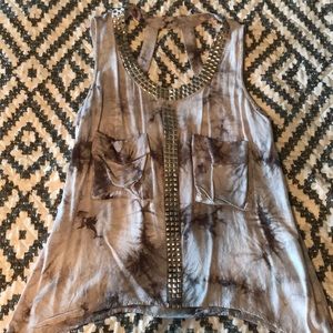 Gray tie-dye tank